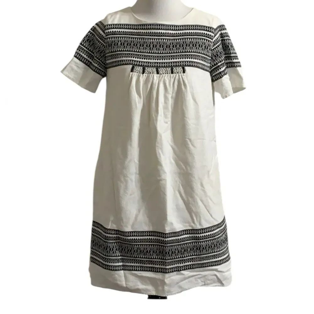 Madewell Cabana Jacquard Shift Dress F0100 XS $158 Ivory Black